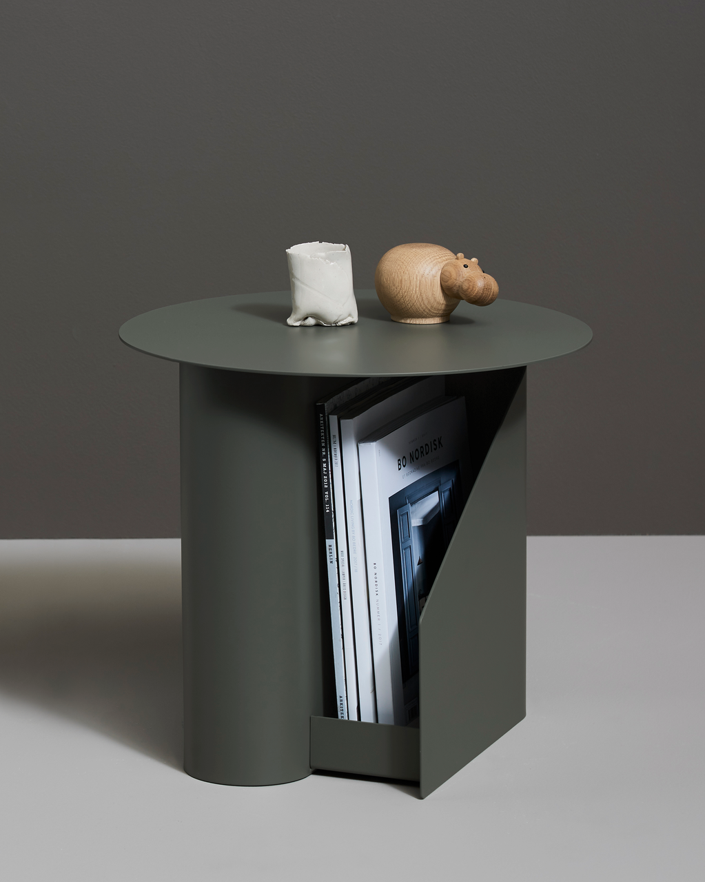 Sentrum Side Table, Dusty Green, painted metal