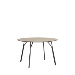 Tree Dining Table (120 cm), Beige Fenix Laminate Top and Black Painted Metal Legs (Ø: 120 cm)