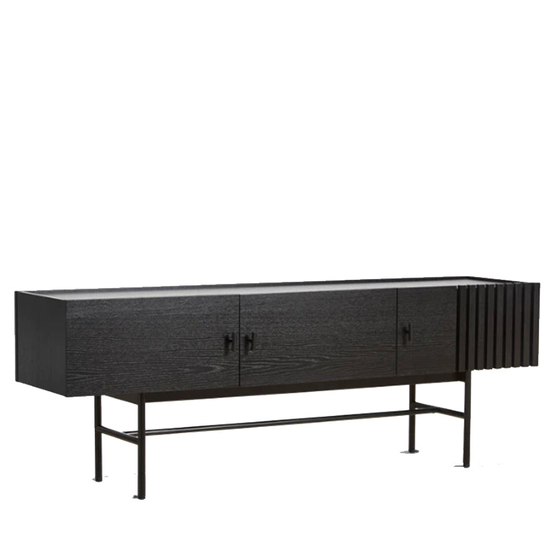 Array Low Sideboard (150 cm), Black Painted Oak with Black Painted Metal Legs