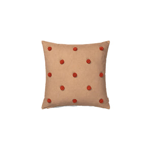 Dot Tufted Cushion, Camel/Red