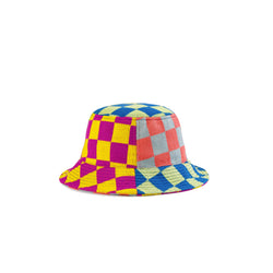 Checkerboard Bucket Hat, Lime Cobalt