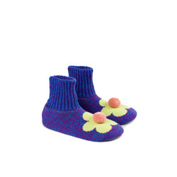 Flower Sock Slippers, Magenta Cobalt Marl/SM