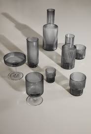 Ripple Glass, 8.8cm, Smoked, Set of 4