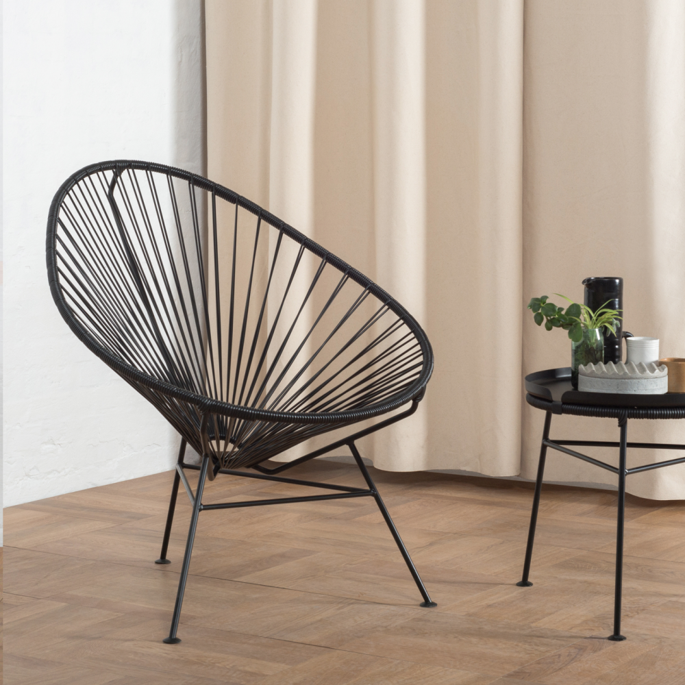 Condesa Chair, Coral Pink Cord / Black Frame
