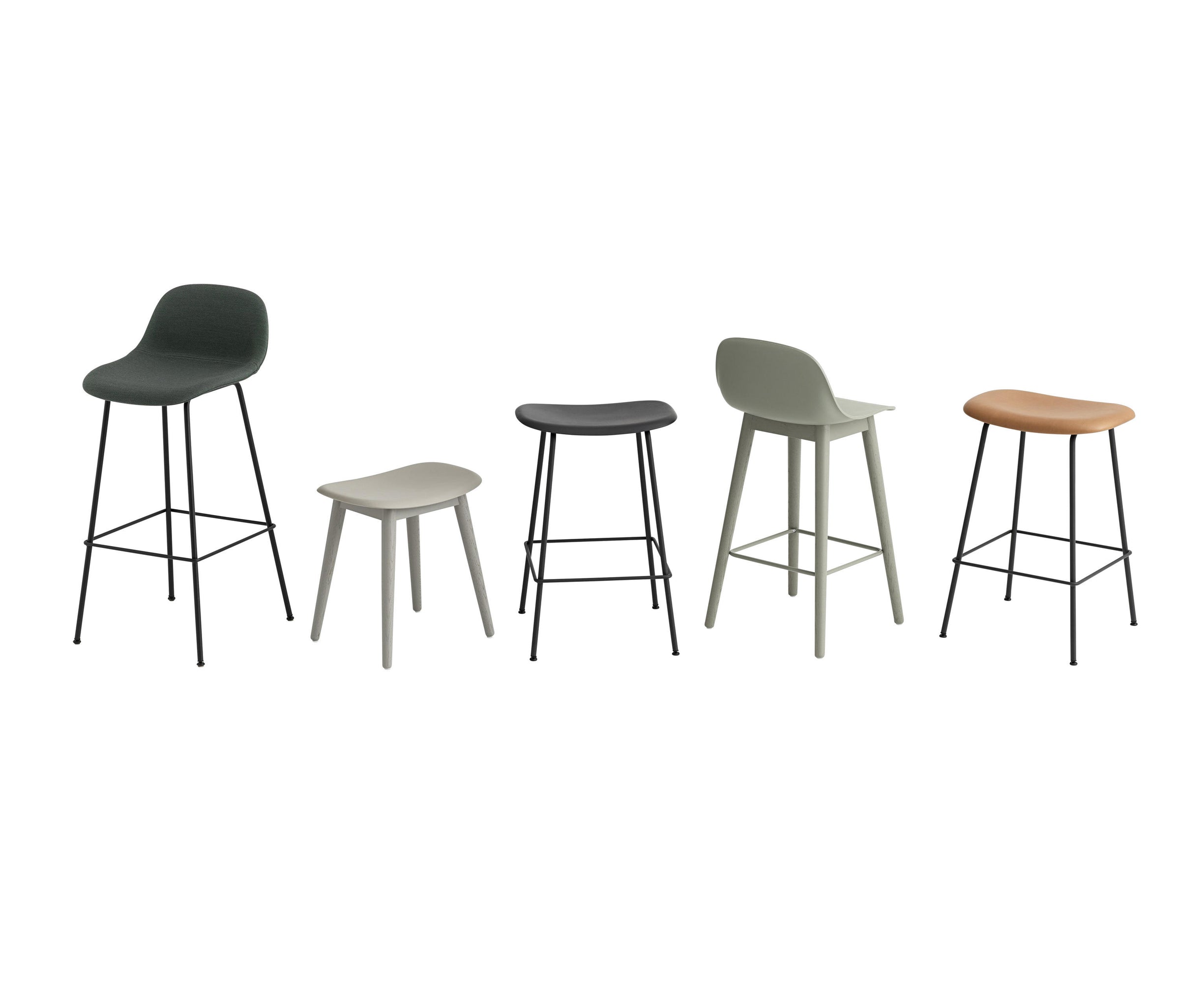 Fiber Stool 65 cm, With Backrest, Light Oak Wood Base/ Ochre plastic seat