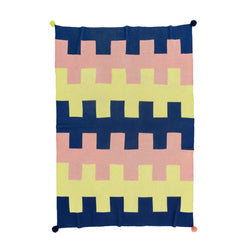 Geo Stripe Throw-Navy Coral Lime