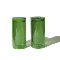 Yield Double Wall 16oz Glasses Set, Verde