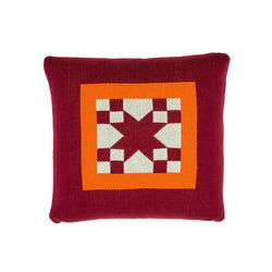 Quilt block pillow cover- jade wine red