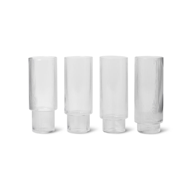 Ripple Glasses, Long, Clear, Set of 4