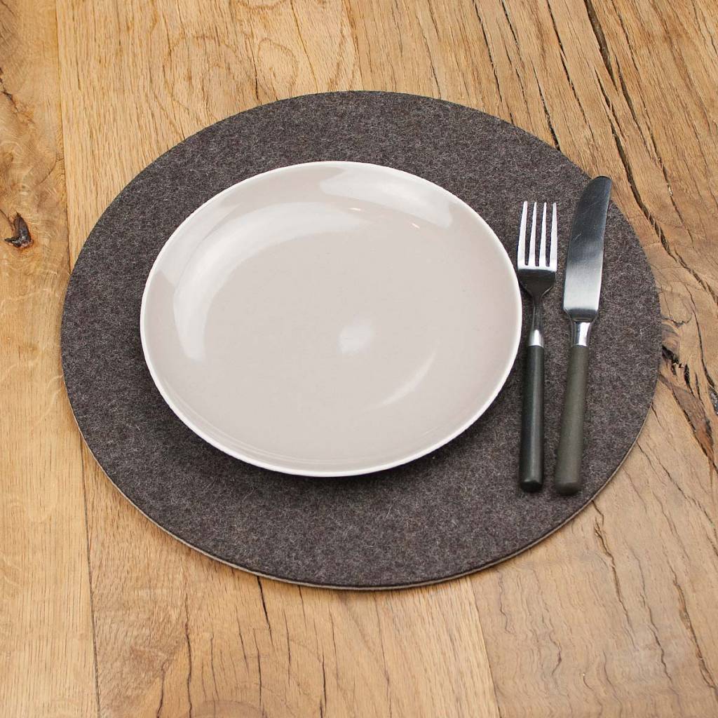 Felt placemat/coaster round, 42cm, hellgrau