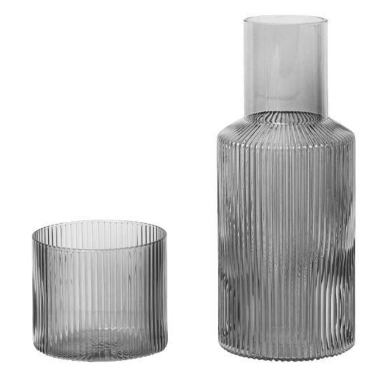 Ripple Carafe Set, Smoked, Small