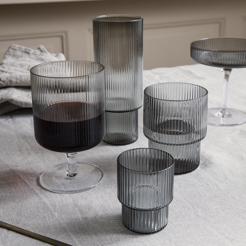 Ripple Wine Glass, Smoked (Set of 2)