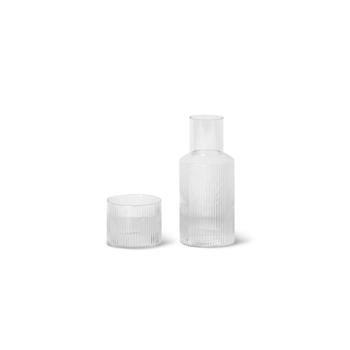 ferm LIVING Ripple carafe set, small, clear