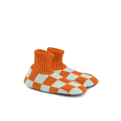 Checkerboard Sock Slippers, Flame Jade/ML
