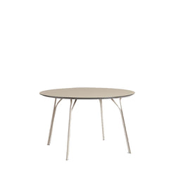 Tree Dining Table (120 cm), Beige Fenix Laminate Top and Beige Painted Metal Legs (Ø: 120 cm)